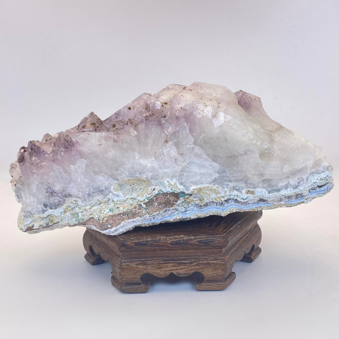 Amethyst Cluster with Chrysocolla, Blue Lace Agate & Goethite Tuft Inclusions - Over 2kg!