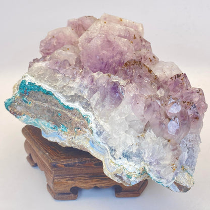 Amethyst Cluster with Chrysocolla, Blue Lace Agate & Goethite Tuft Inclusions - Over 2kg!