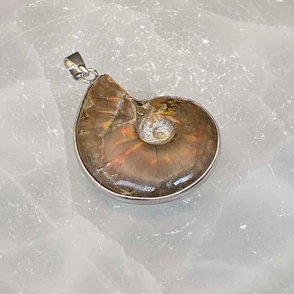 .925 Sterling Silver Ammonite Pendant #4