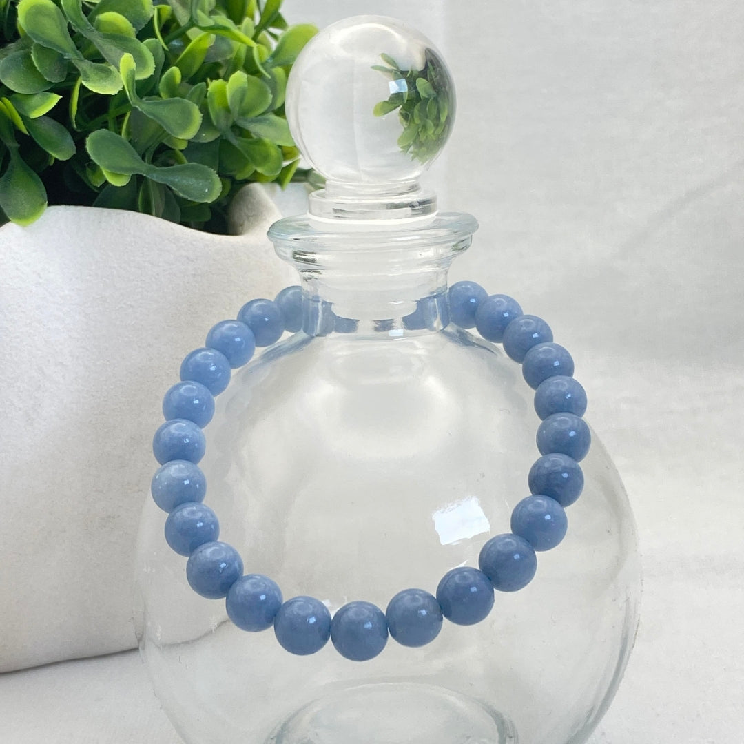 8mm Angelite Stretch Bracelet - 21cm Relaxed-Fit