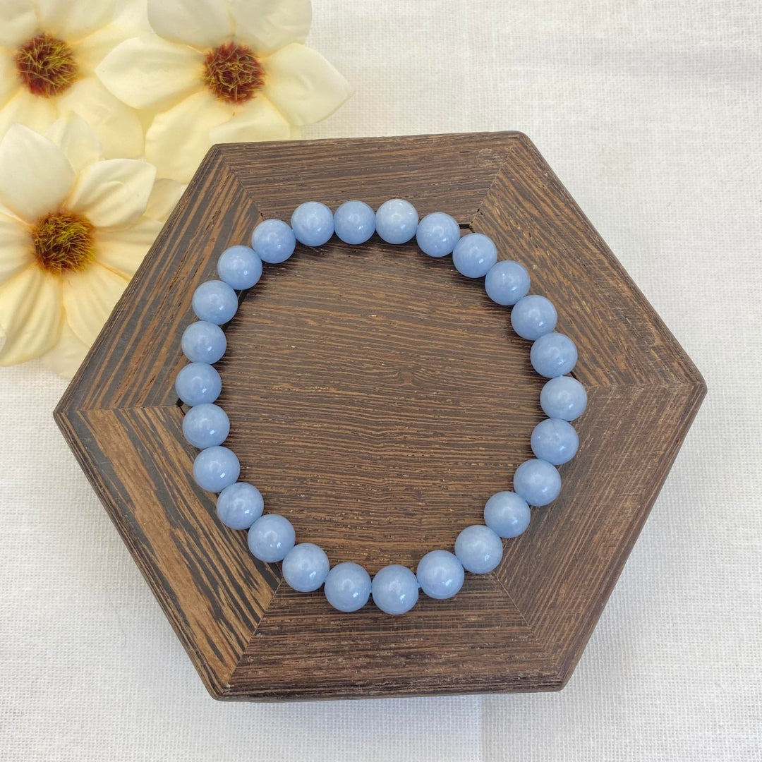 8mm Angelite Stretch Bracelet - 21cm Relaxed-Fit