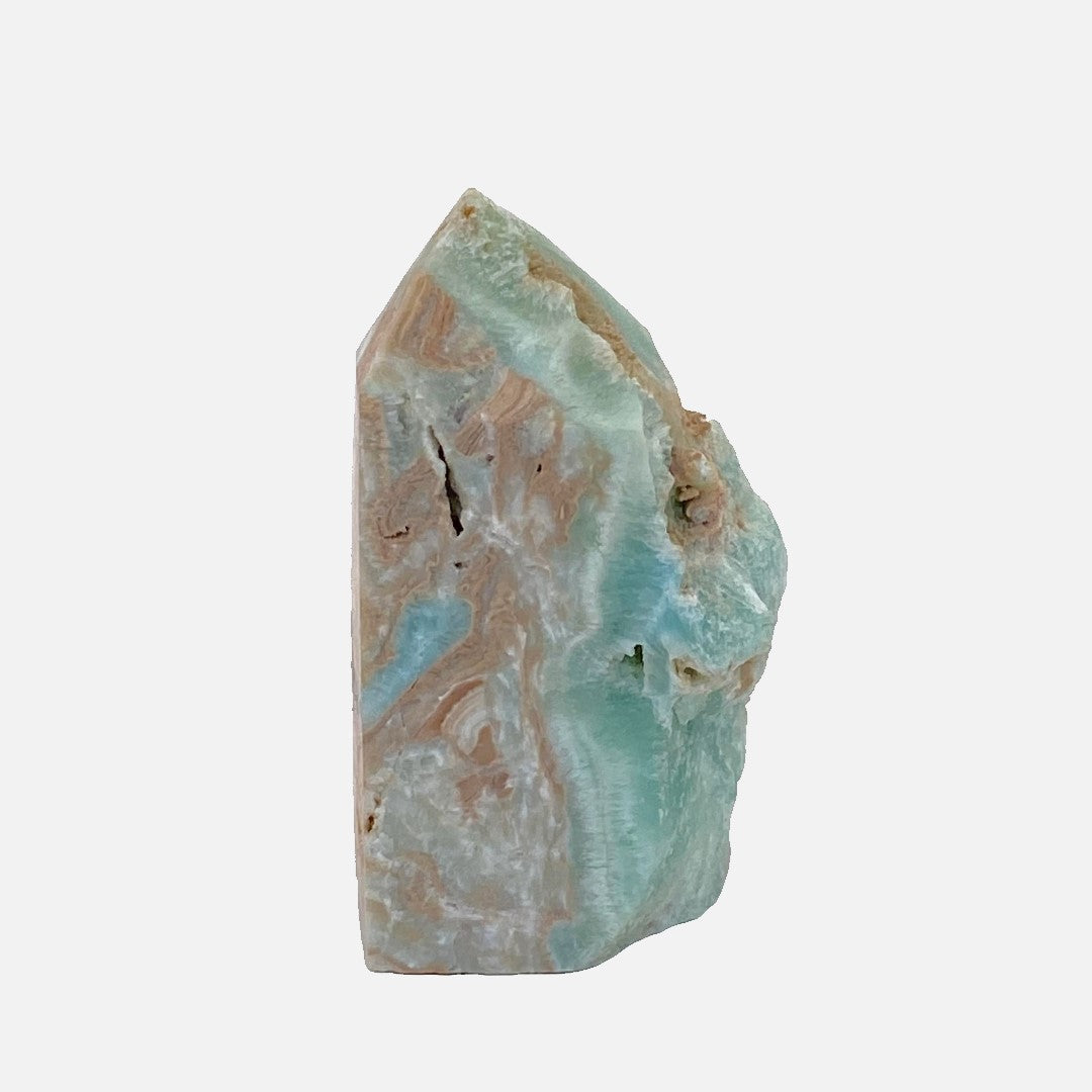 Blue Aragonite with Caribbean Calcite Point #2 - Small