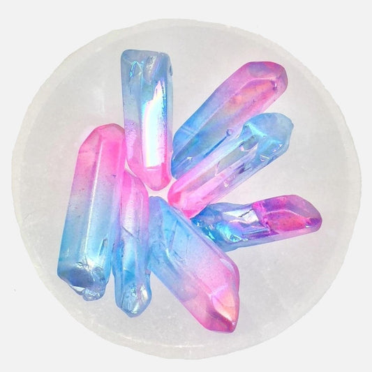 Blue/Pink Aura Quartz Mini Points - 50g Bag