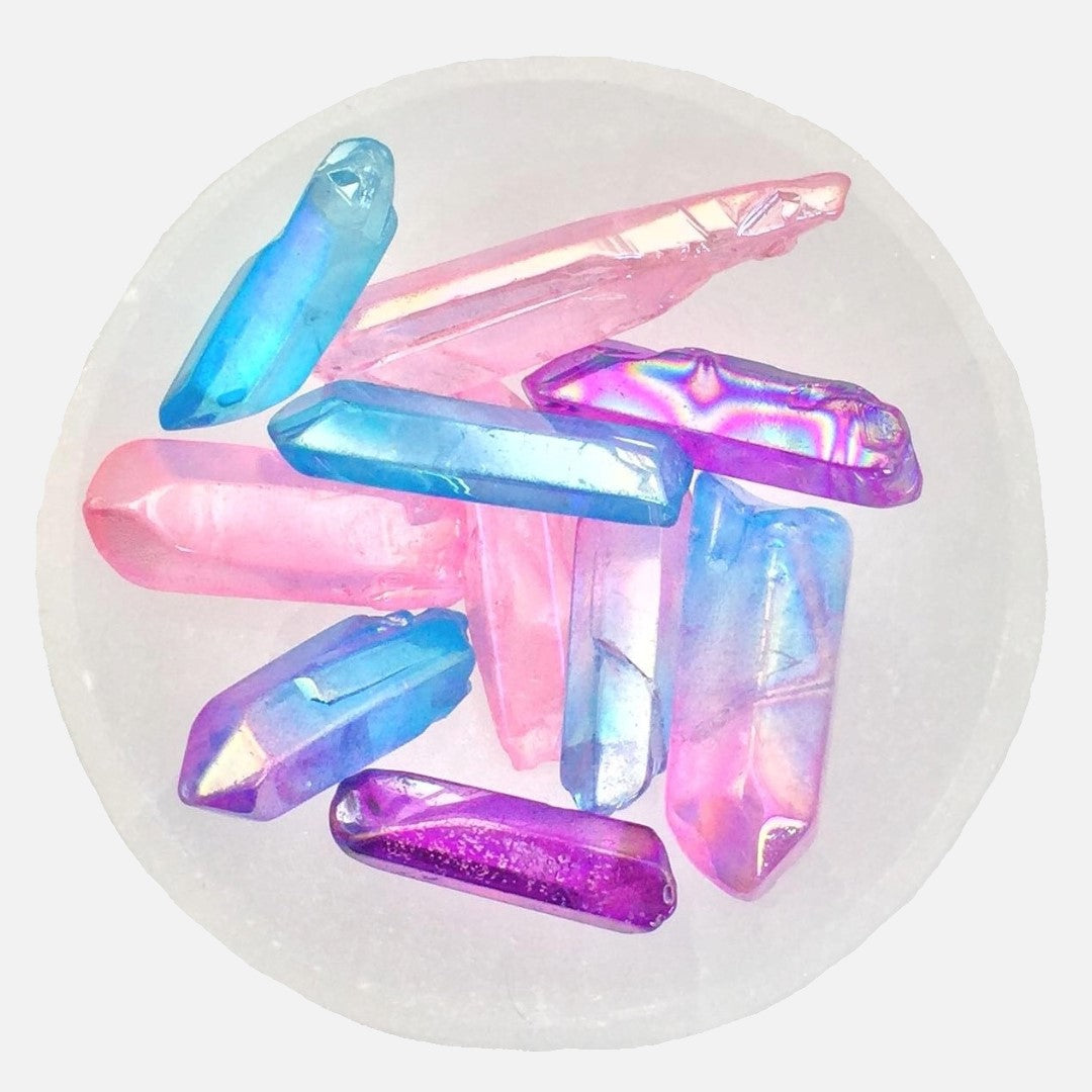 Mixed Aura Quartz Mini Points - 50g Bag