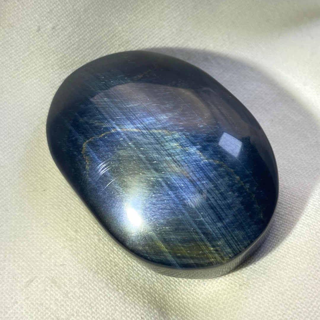 Blue Tiger's Eye Pillow Palm Stone #2