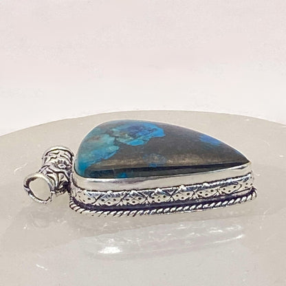 .925 Sterling Silver Chrysocolla Teardrop Pendant