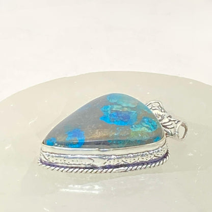 .925 Sterling Silver Chrysocolla Teardrop Pendant