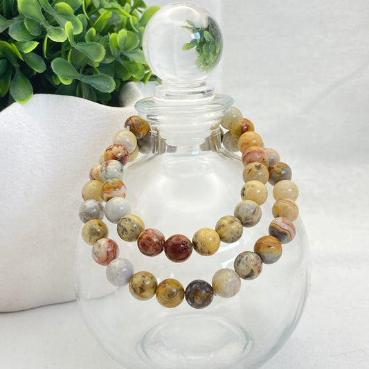 8mm Crazy Lace Agate Stretch Bracelet - Standard & Relaxed-Fit!