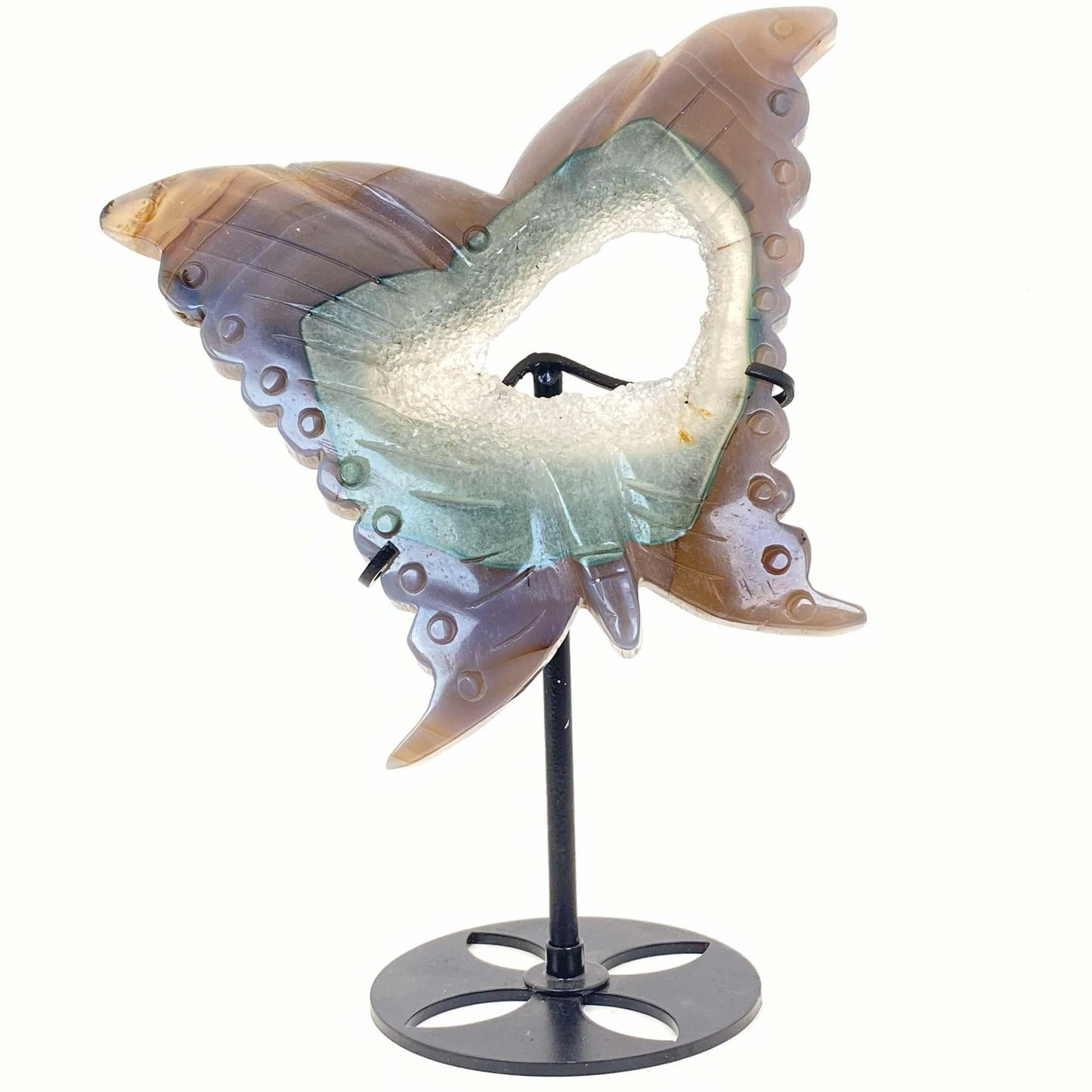 Druzy Blue Agate Butterfly on Stand #1 - Large