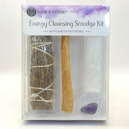 Energy Cleansing Smudge Kit with Amethyst Tumble