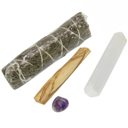 Energy Cleansing Smudge Kit with Amethyst Tumble