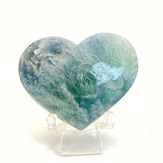 High-Grade Feather Fluorite Heart #2