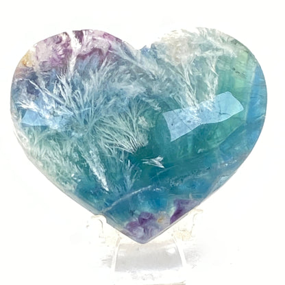 High-Grade Blue Feather Fluorite Heart #4