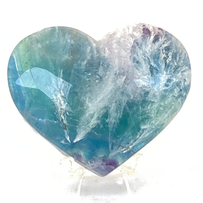 High-Grade Blue Feather Fluorite Heart #4