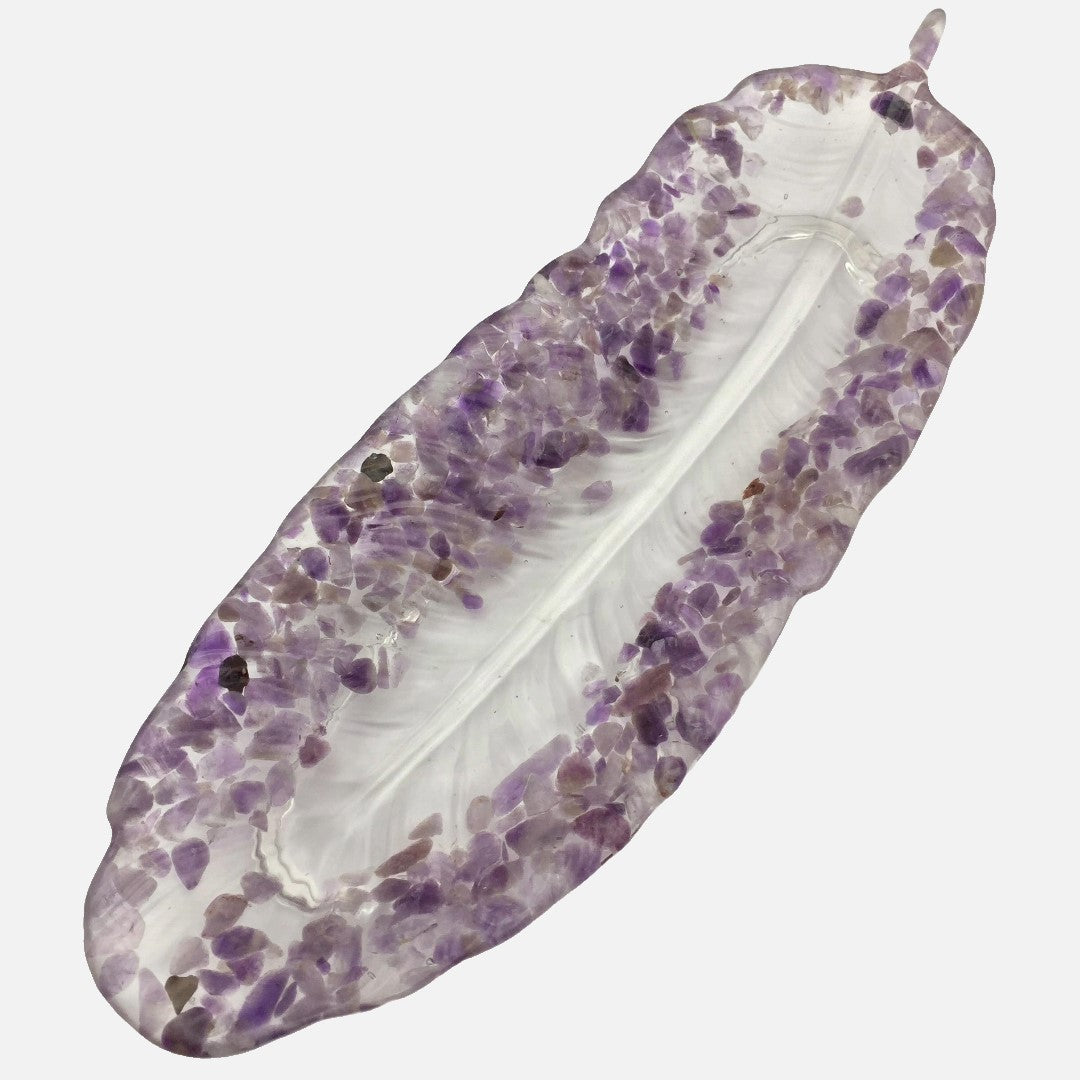 Amethyst Chip Feather Tray