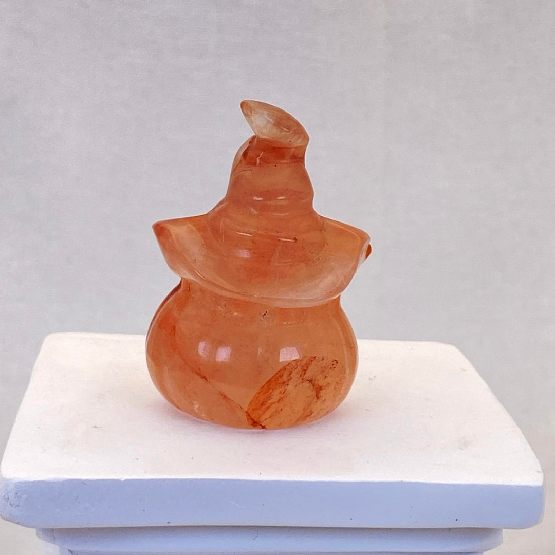 Fire Quartz Pumpkin with Witch Hat - Small