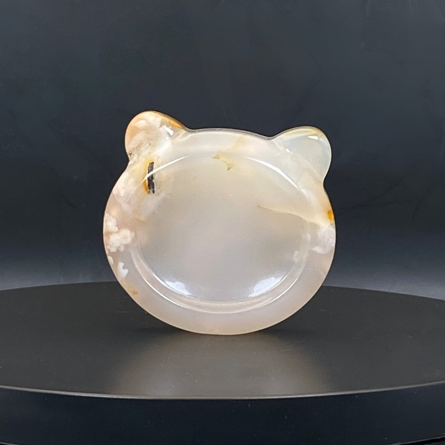 Small Flower Agate Cat Ring Dish #1