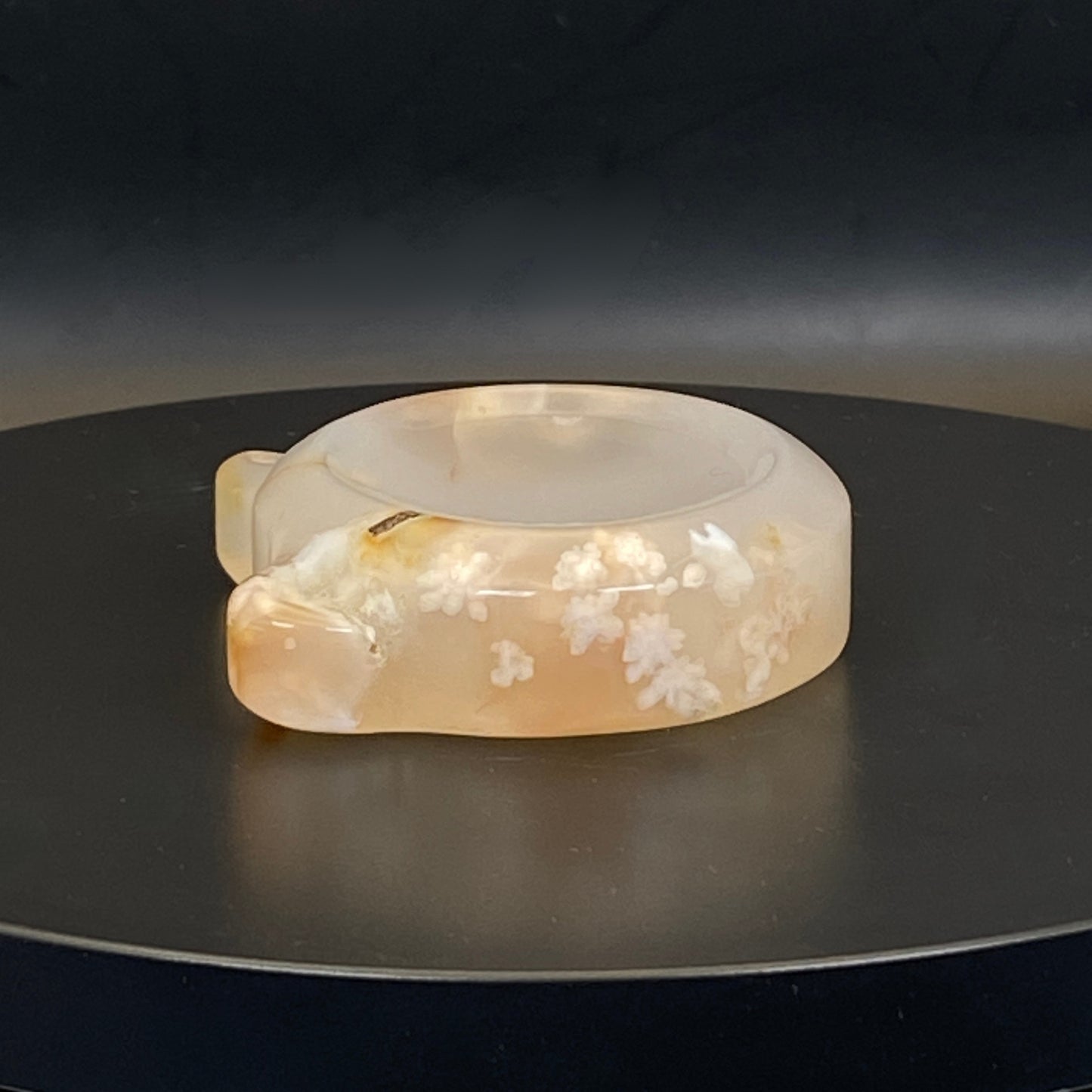 Small Flower Agate Cat Ring Dish #1