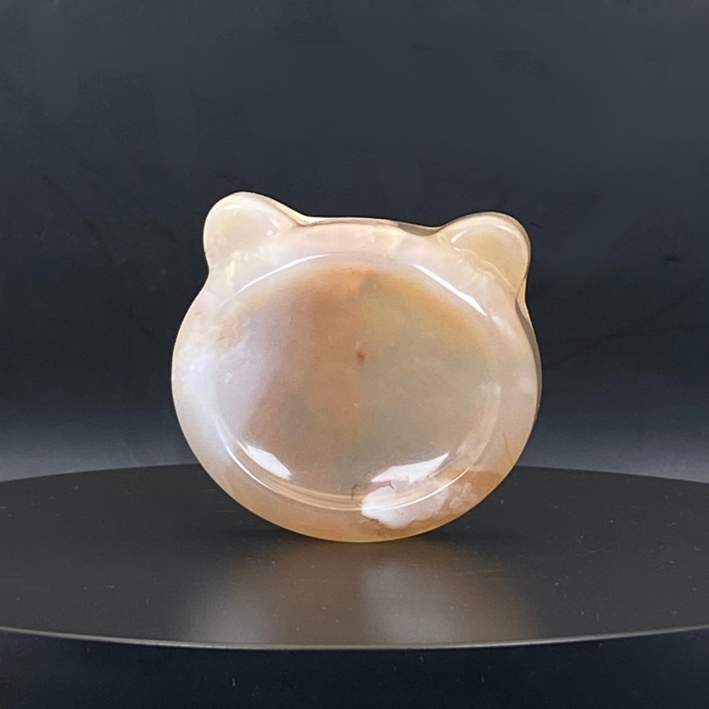 Small Flower Agate Cat Ring Dish #2