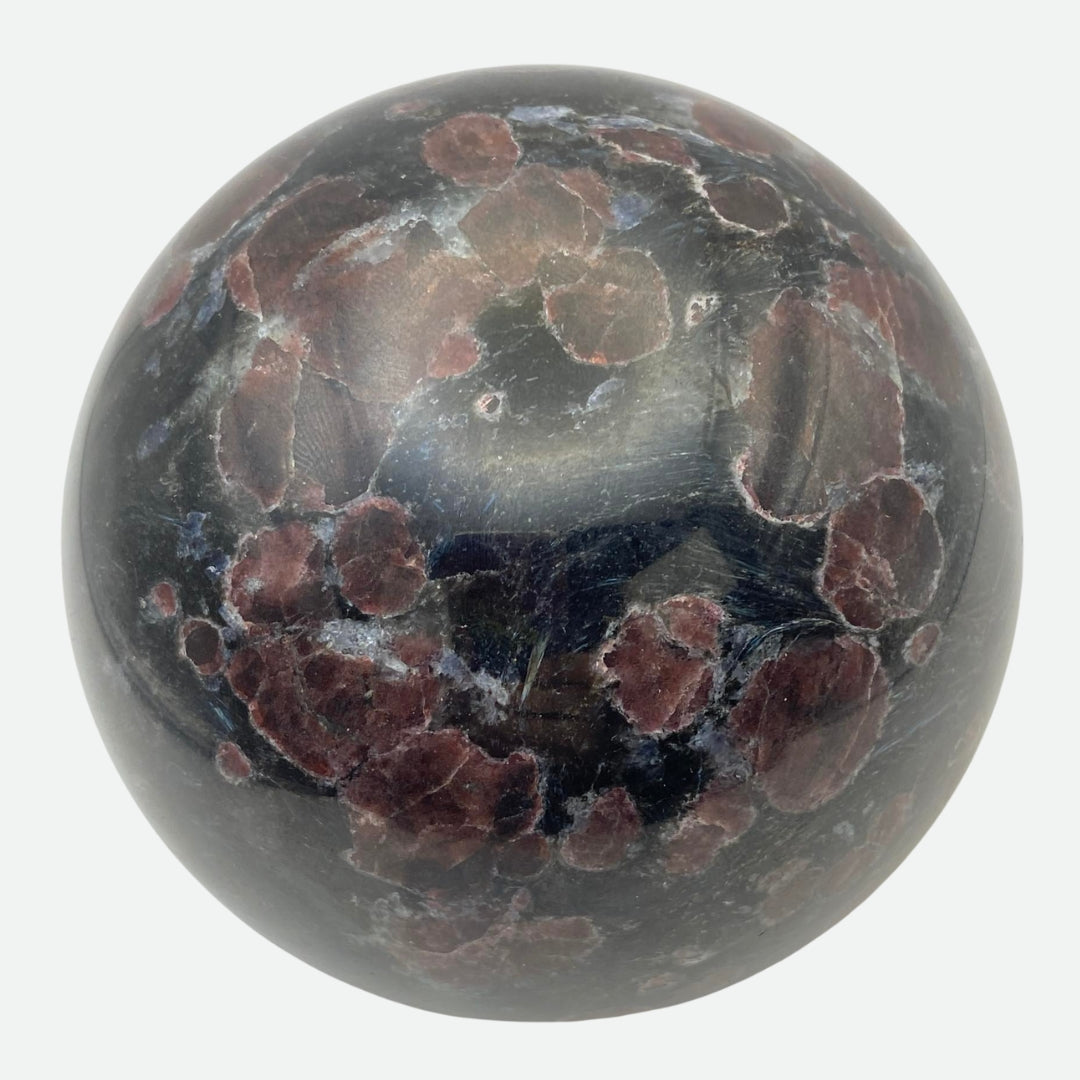 Large Garnet in Arfvedsonite Sphere