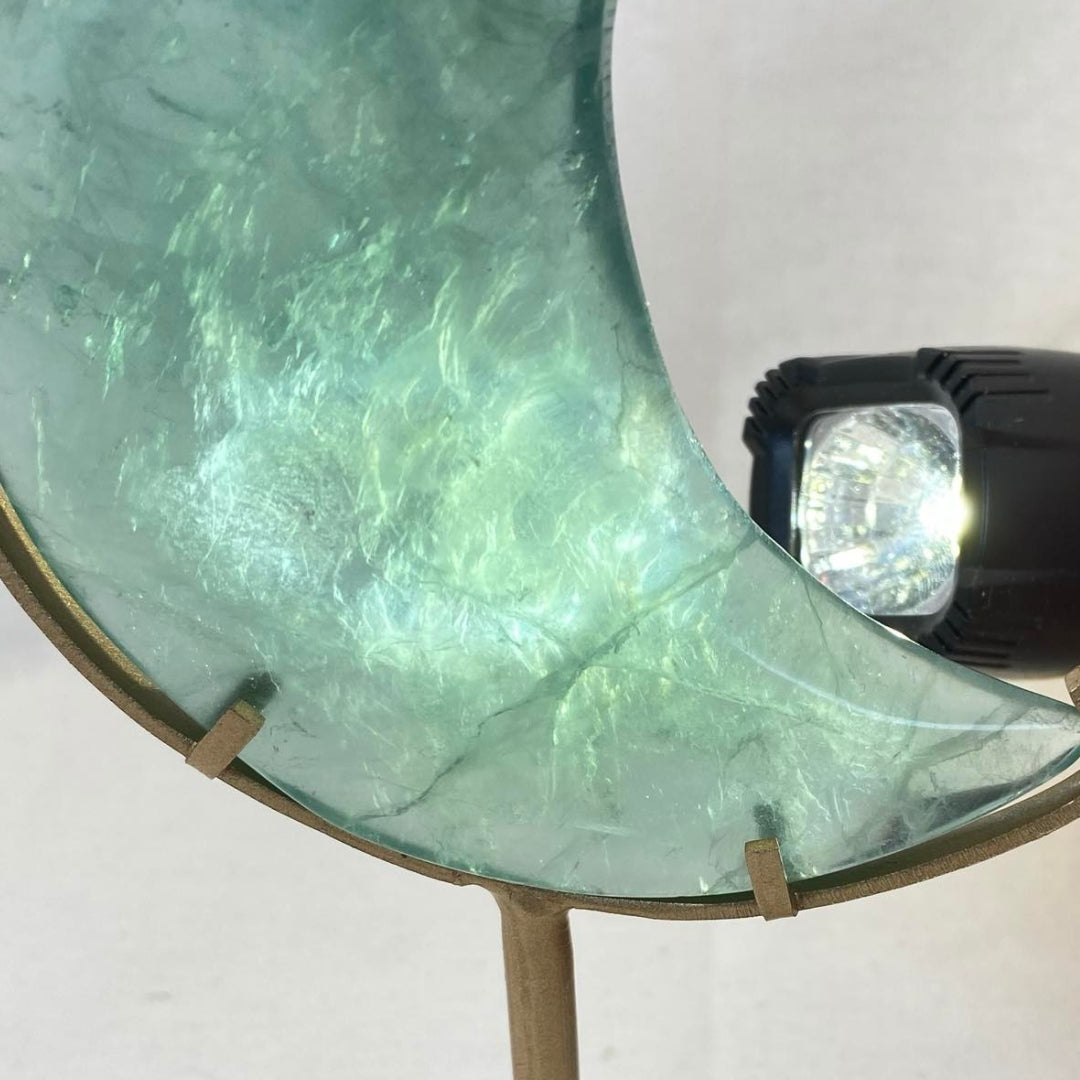 Green Fluorite Moon on Stand #2 - Large