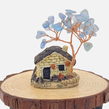 Aquamarine Chip Tree & Mini Cottage