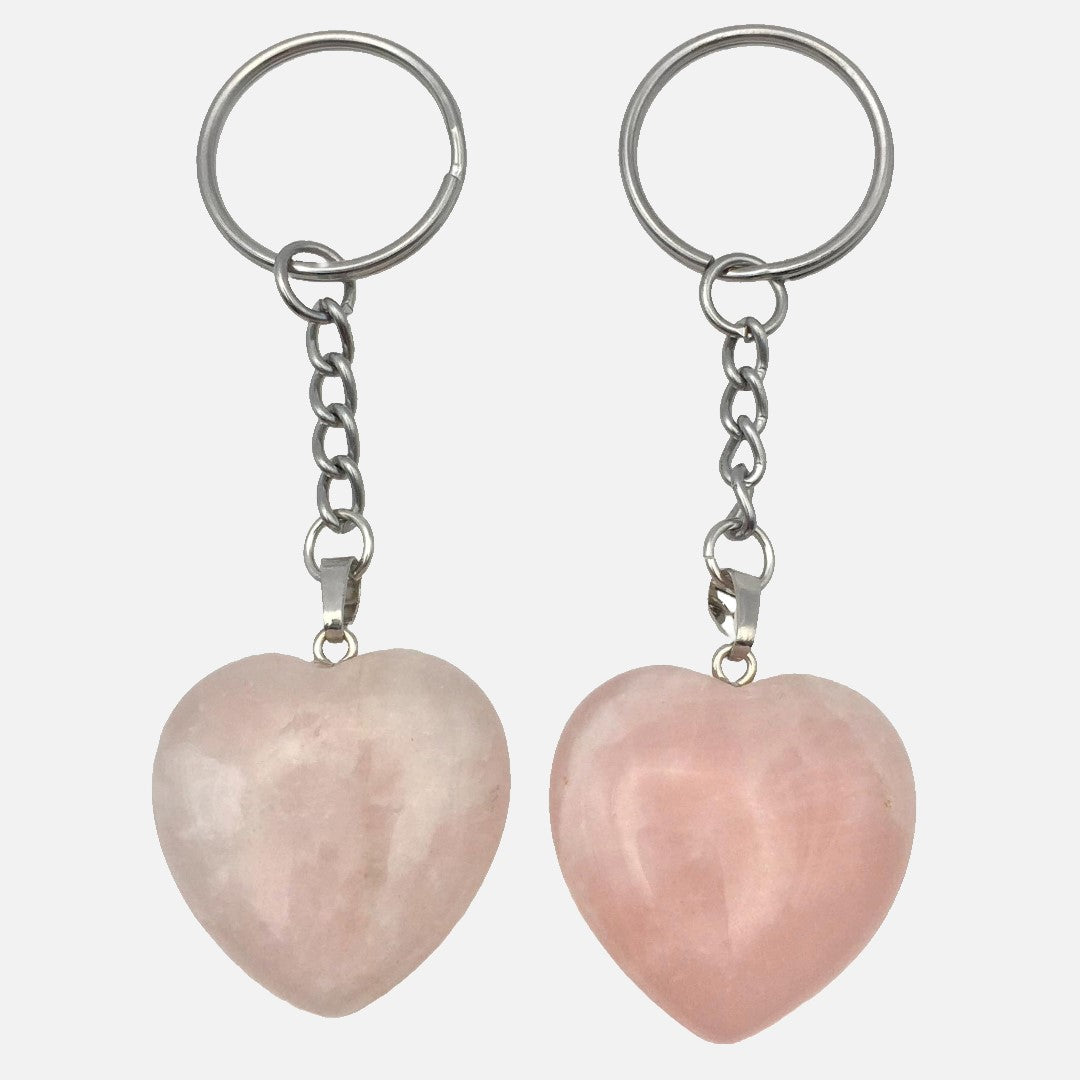 Rose Quartz Heart Keyring