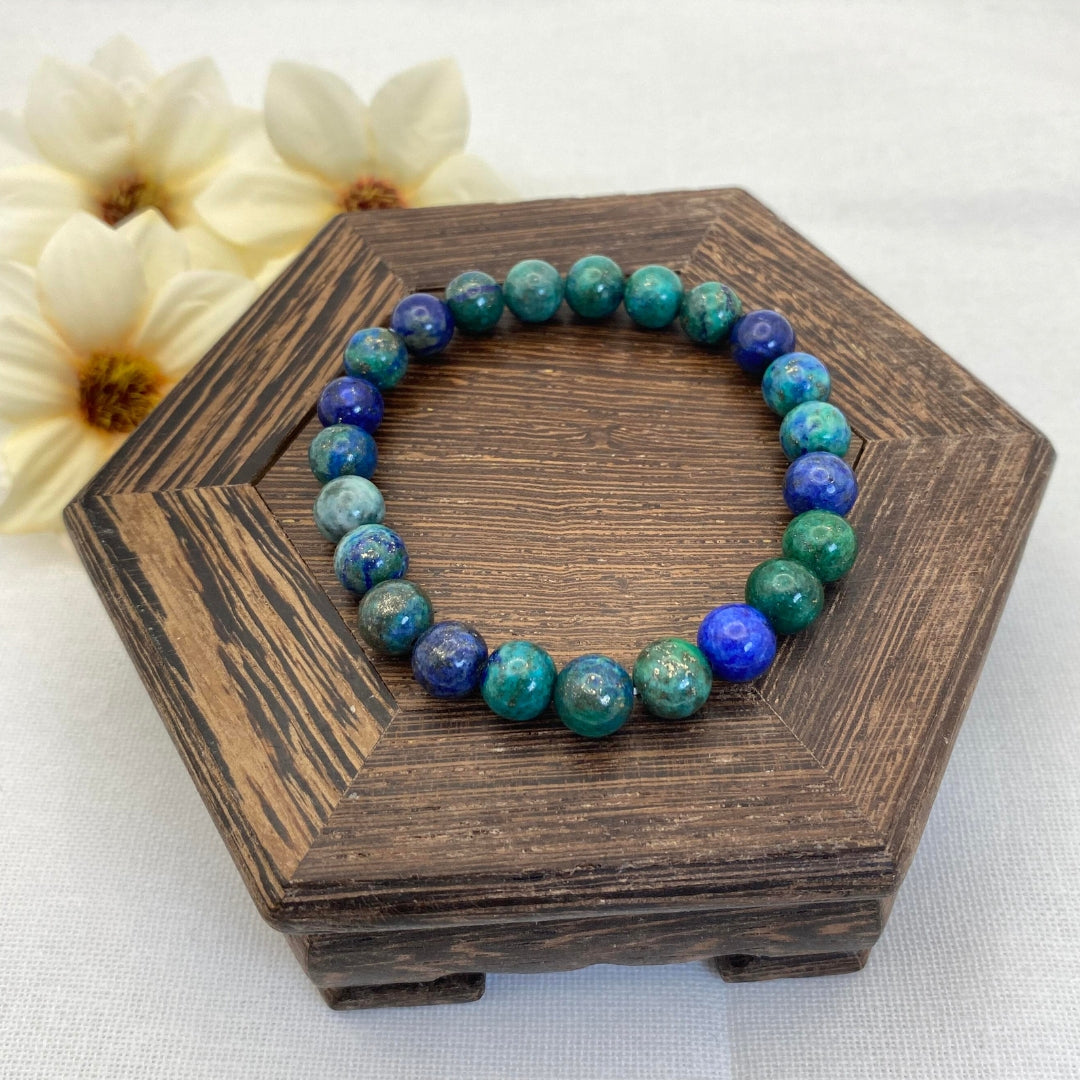 8mm Lapis Lazuli, Malachite & Chrysocolla Stretch Bracelet