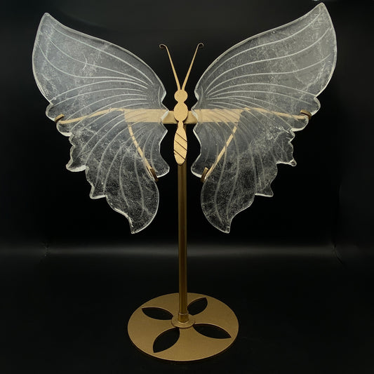 High-Grade Clear Quartz Butterfly Wings on Stand - Extra Large