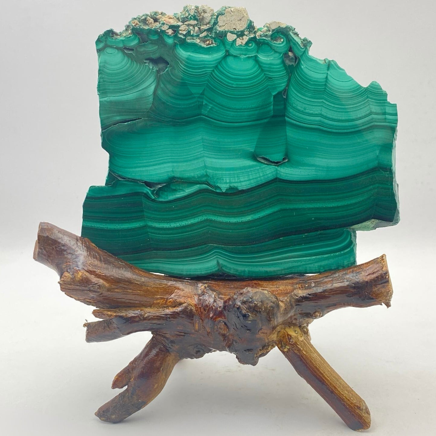 Natural Malachite Slab #3 with FREE Wooden Stand!