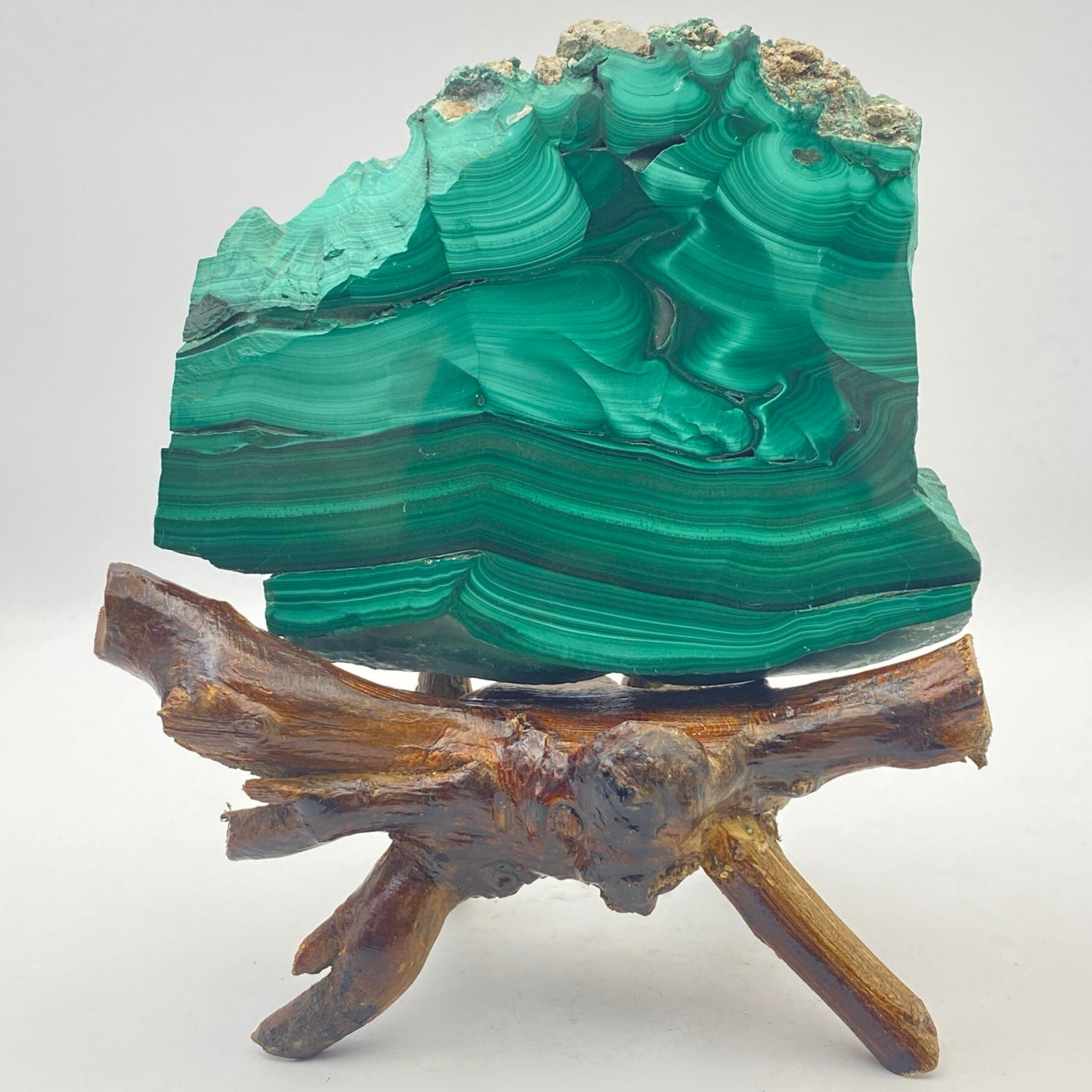 Natural Malachite Slab #3 with FREE Wooden Stand!