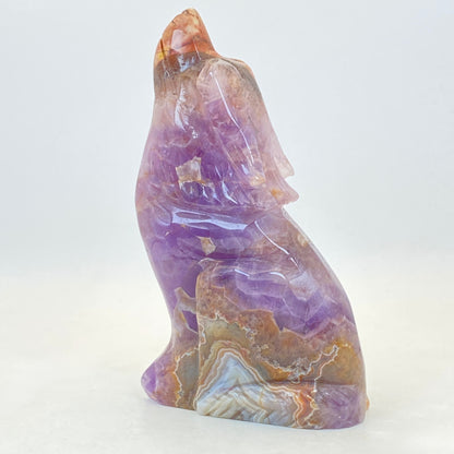 Mexican Agate with Amethyst Wolf - LARGE