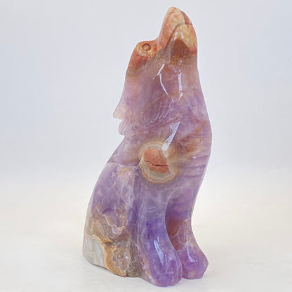 Mexican Agate with Amethyst Wolf - LARGE