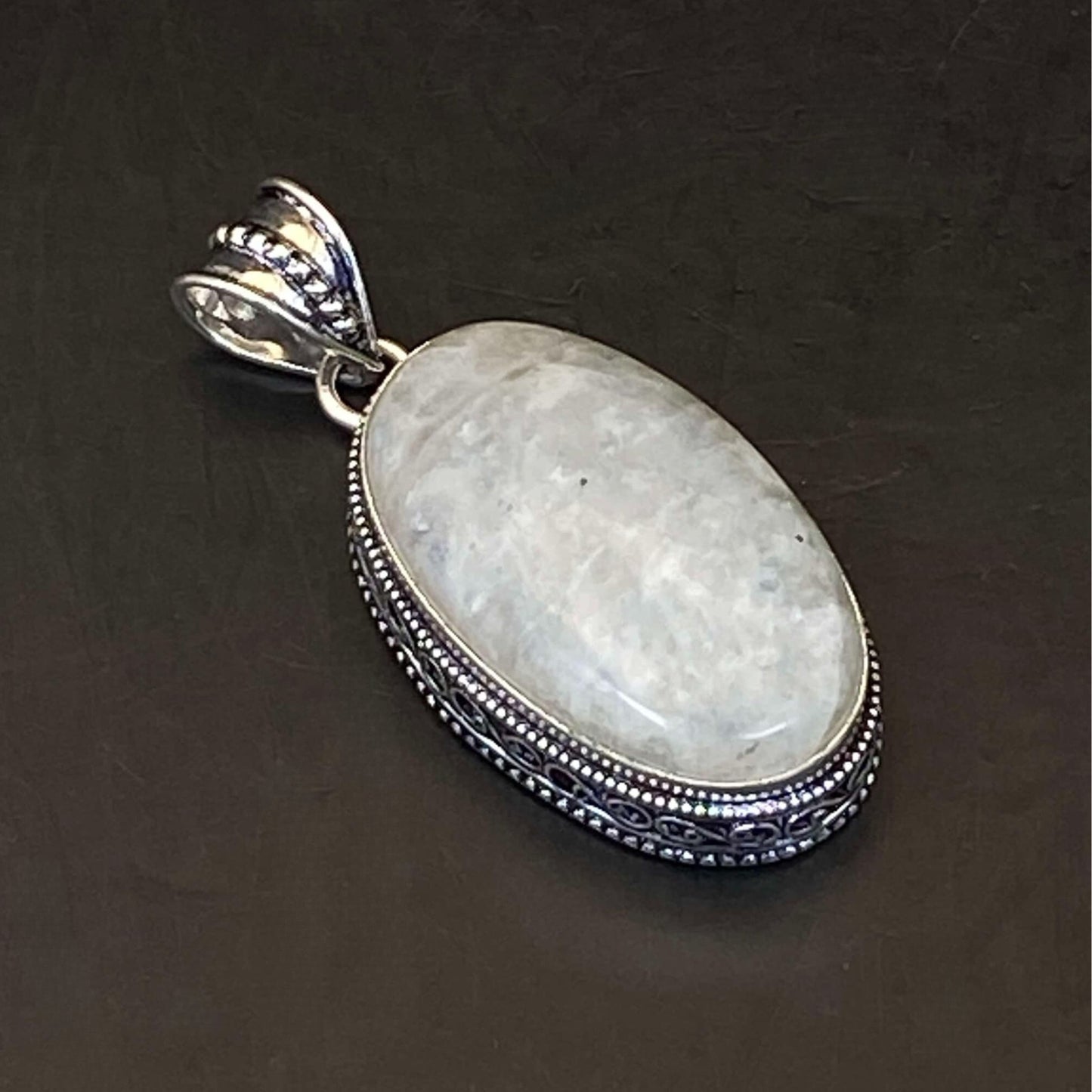 .925 Sterling Silver Rainbow Moonstone Pendant #2