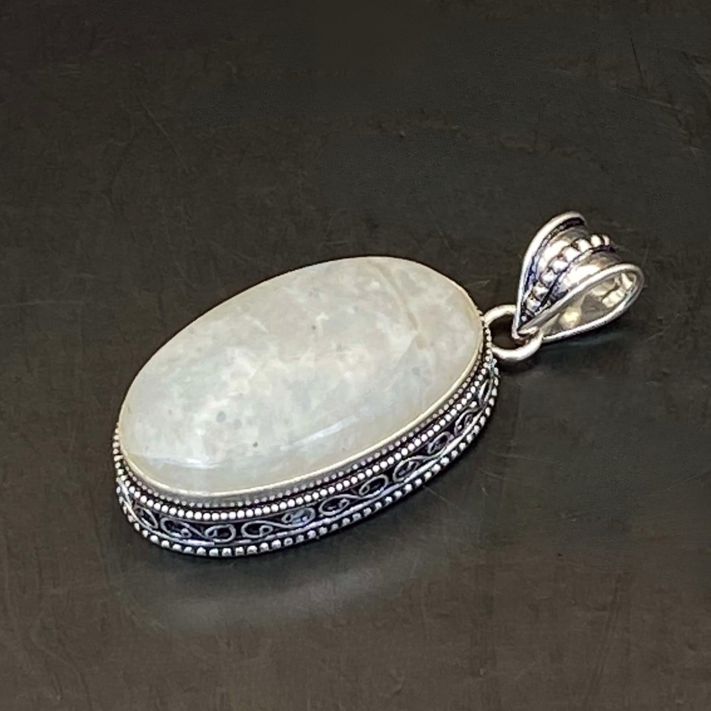 .925 Sterling Silver Rainbow Moonstone Pendant #2