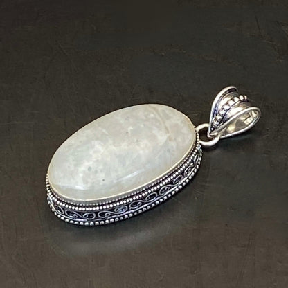 .925 Sterling Silver Rainbow Moonstone Pendant #2