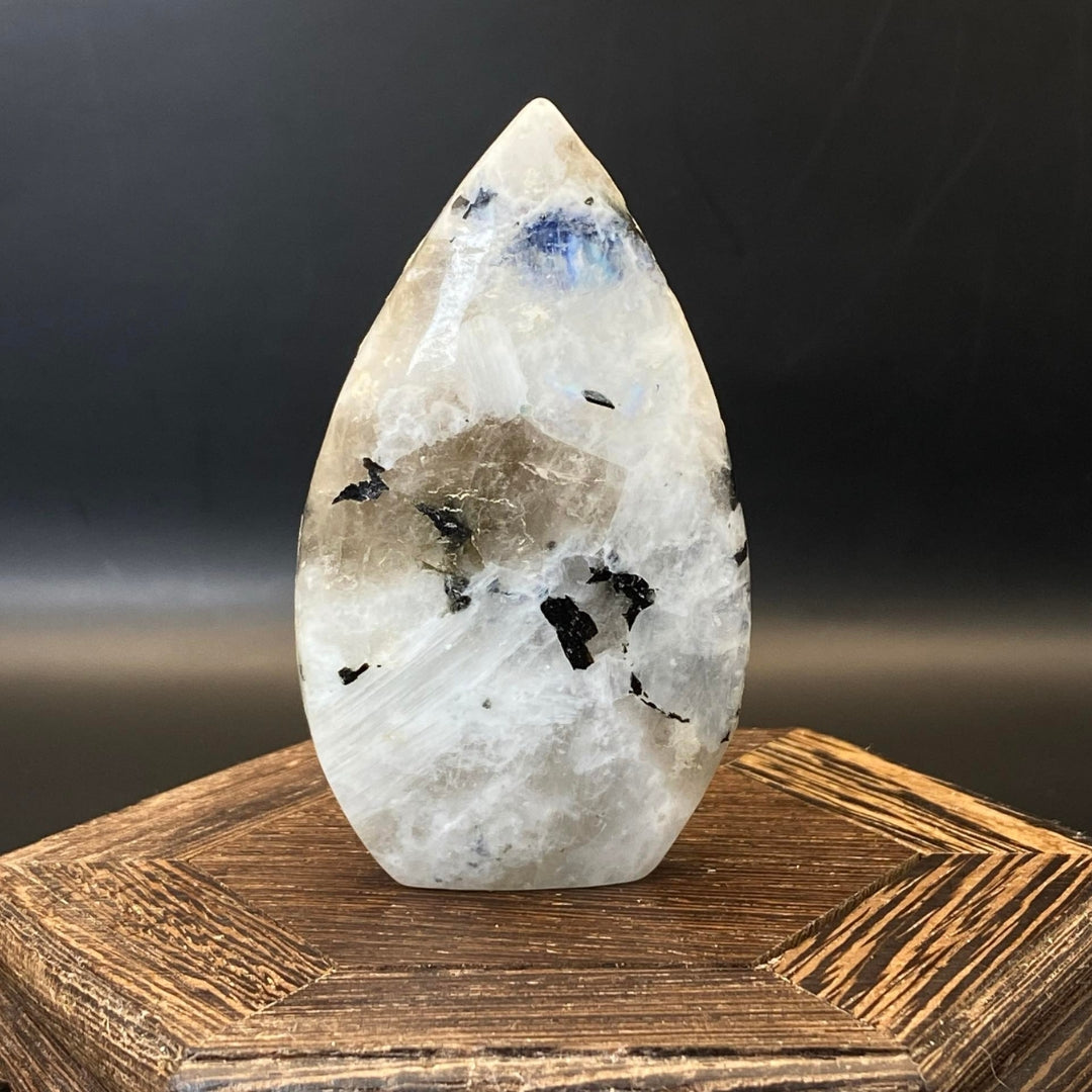 Rainbow Moonstone with Black Tourmaline Freeform #1