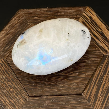 Rainbow Moonstone with Black Tourmaline Palm Stone #2