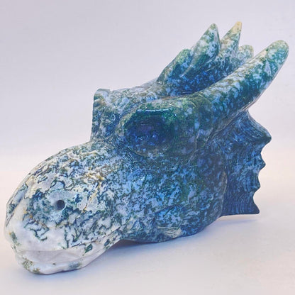 HUGE Moss Agate Dragon Head