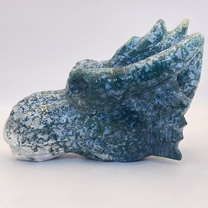 HUGE Moss Agate Dragon Head