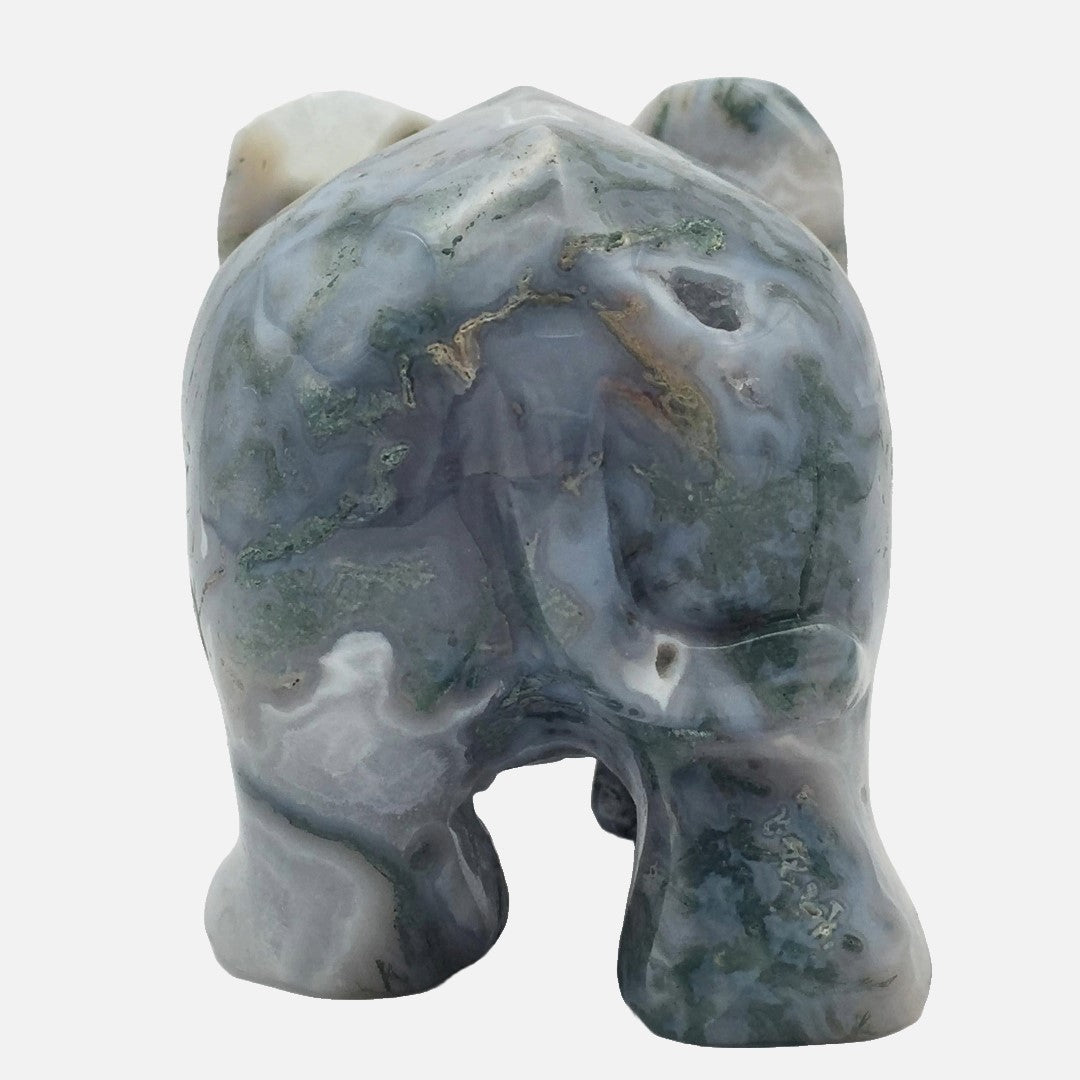 Druzy Moss Agate Elephant - Large