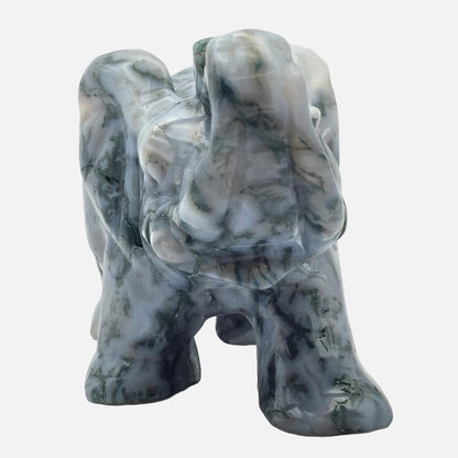 Druzy Moss Agate Elephant - Large