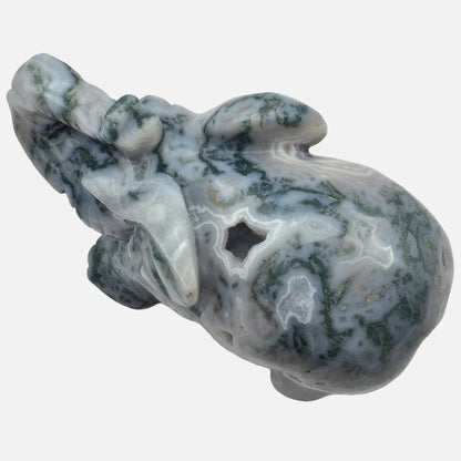 Druzy Moss Agate Elephant - Large