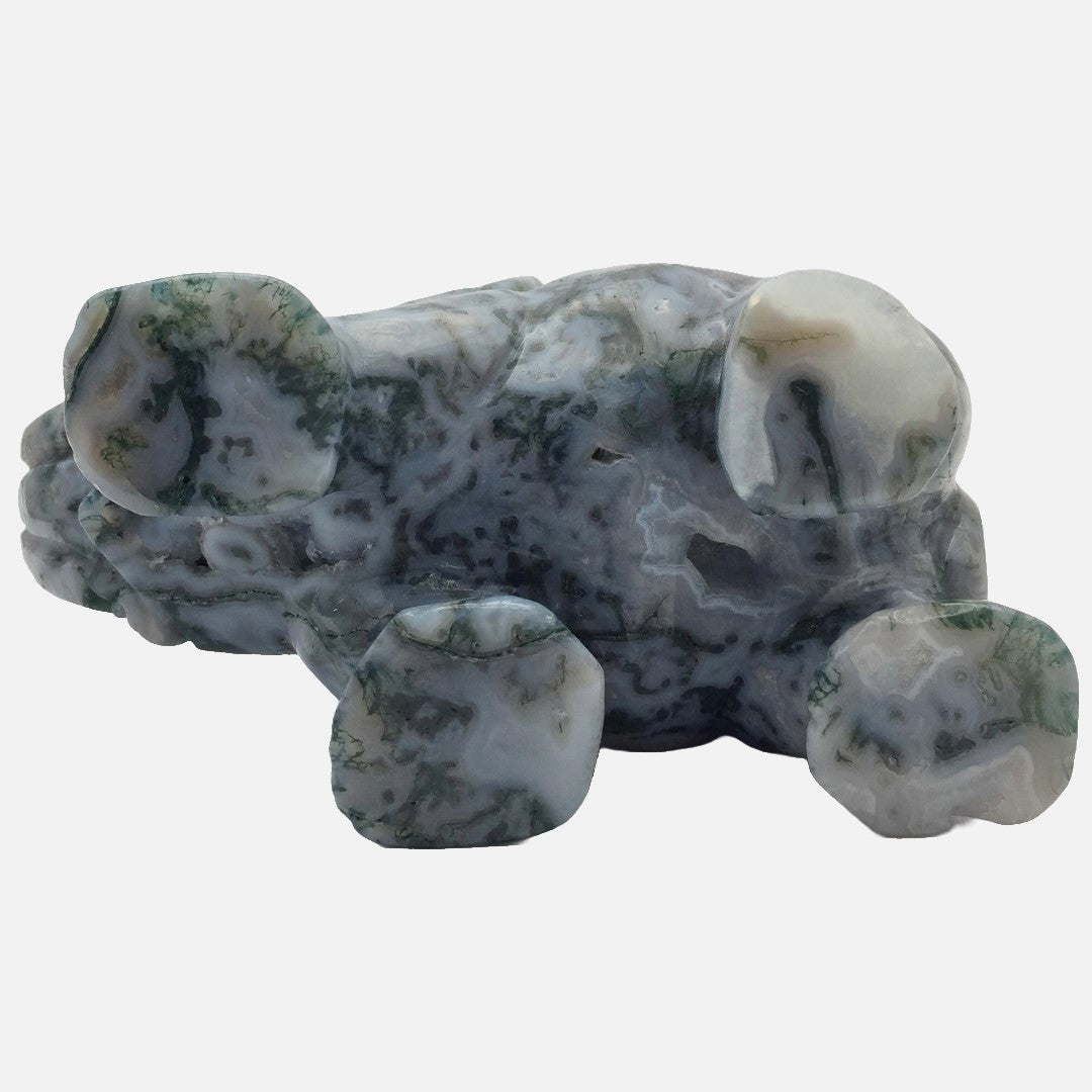 Druzy Moss Agate Elephant - Large