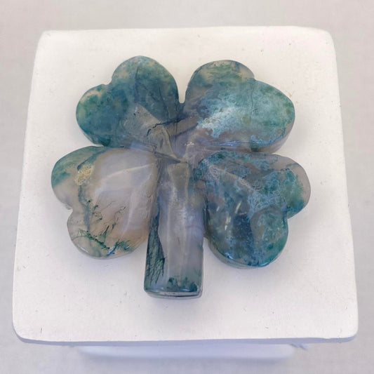 Moss Agate Four Leaf Clover