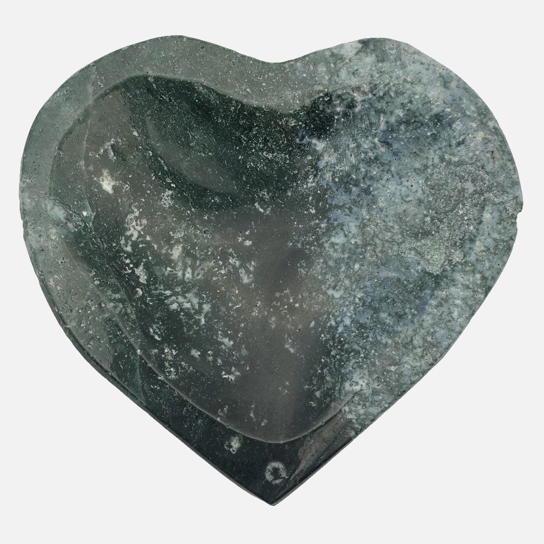 Moss Agate Heart Trinket Bowl