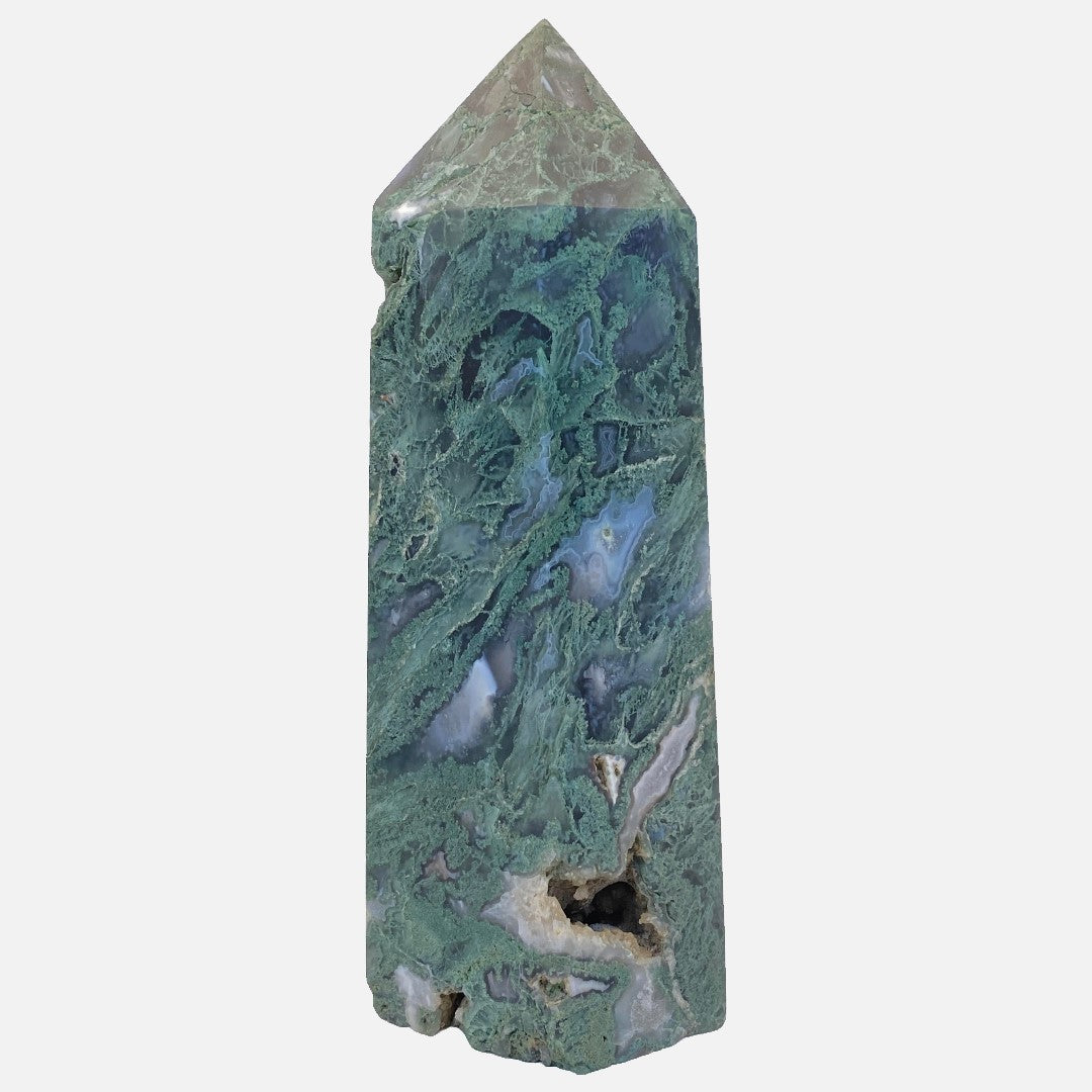 Druzy Moss Agate Tower - 16.2cm