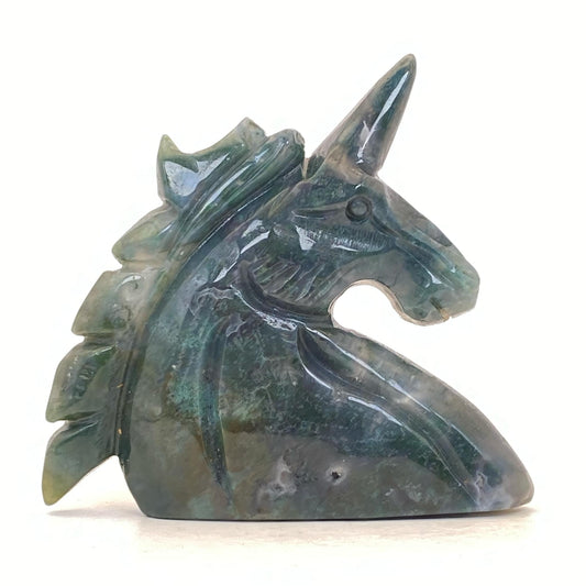 Moss Agate Unicorn Head #1 - LARGE