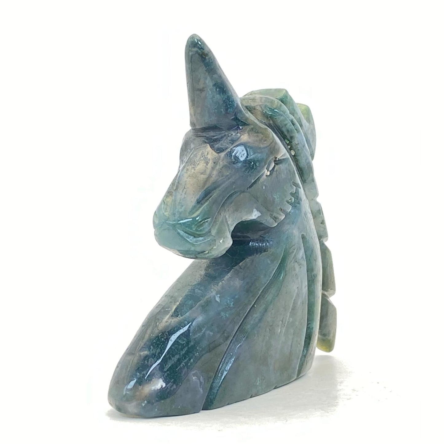 Moss Agate Unicorn Head #1 - LARGE