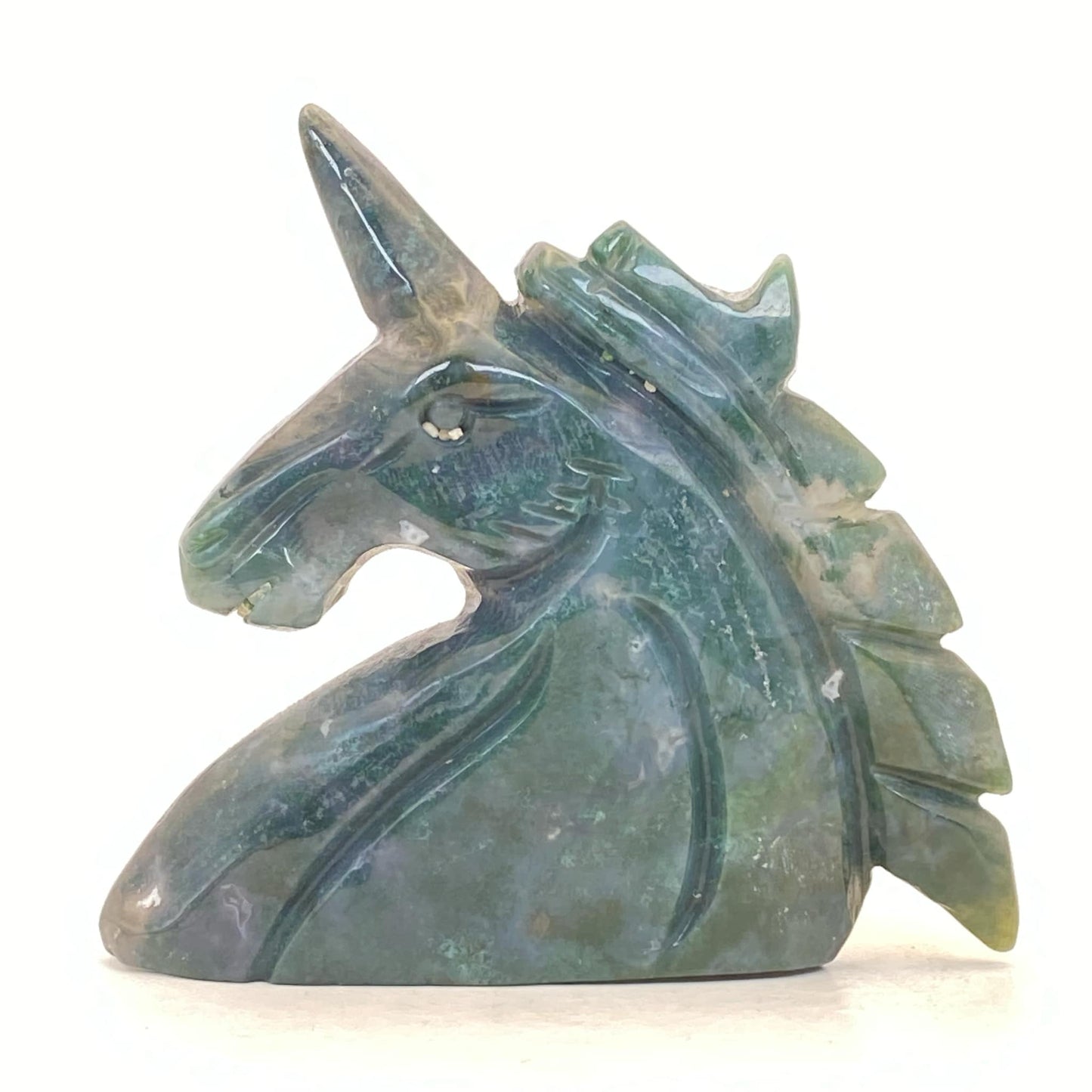 Moss Agate Unicorn Head #1 - LARGE